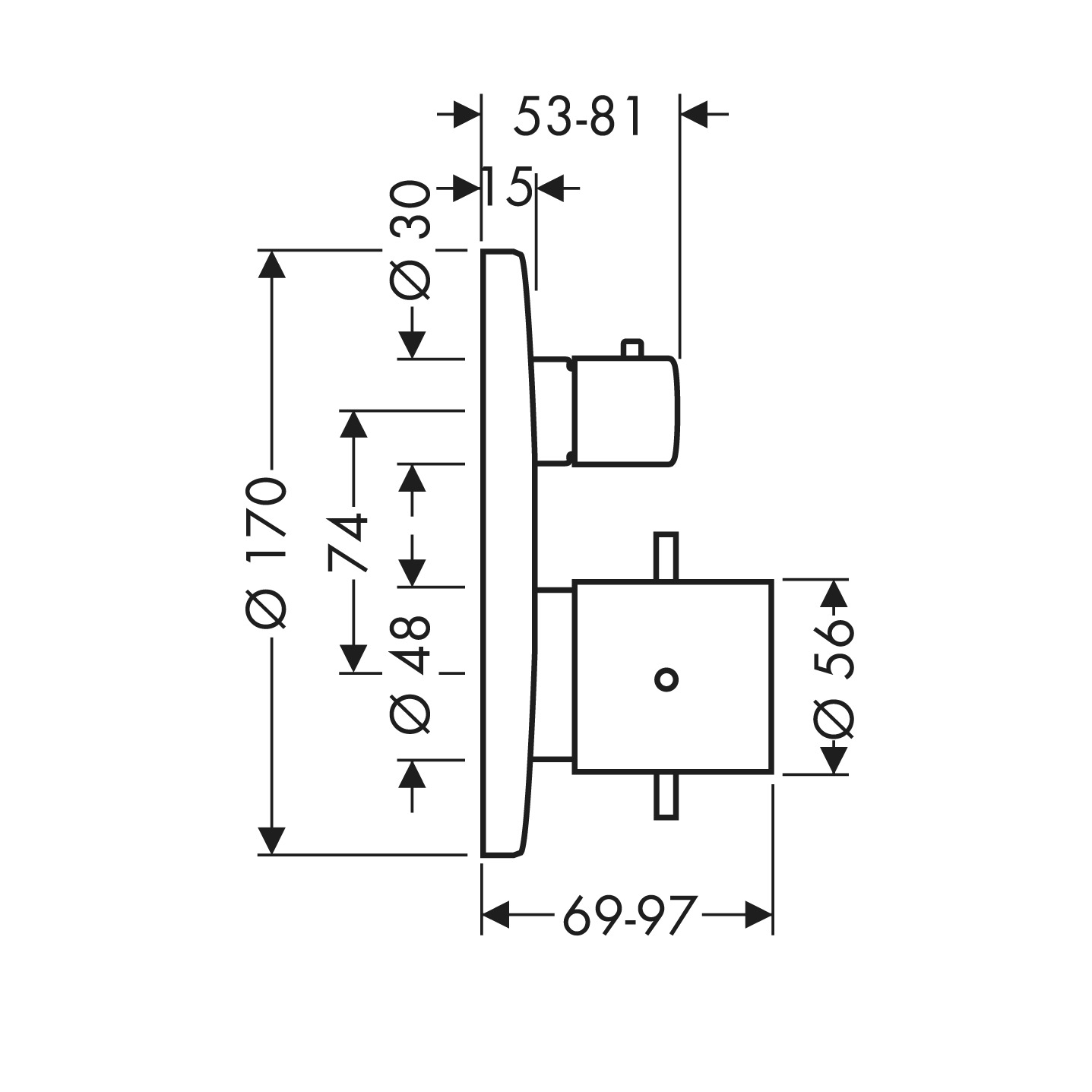 10700000 AXOR Starck Thermostatic mixer for concealed installation with shut off valve