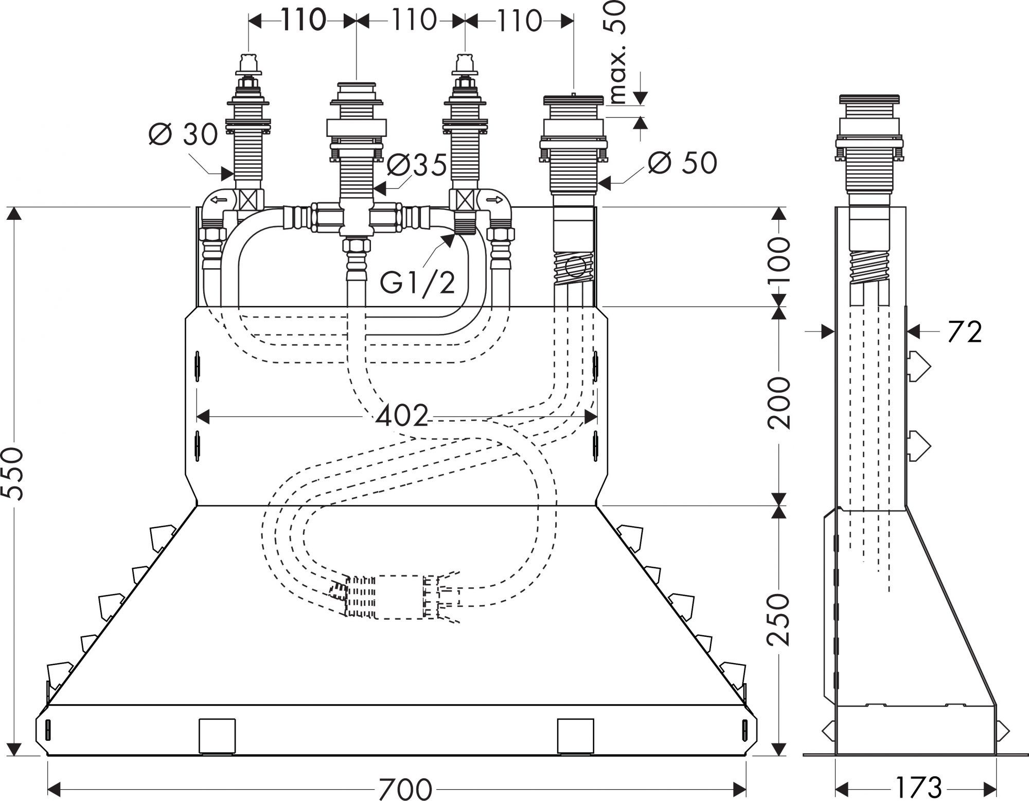 15480180 null Basic set for 4 hole rim mounted bath mixer