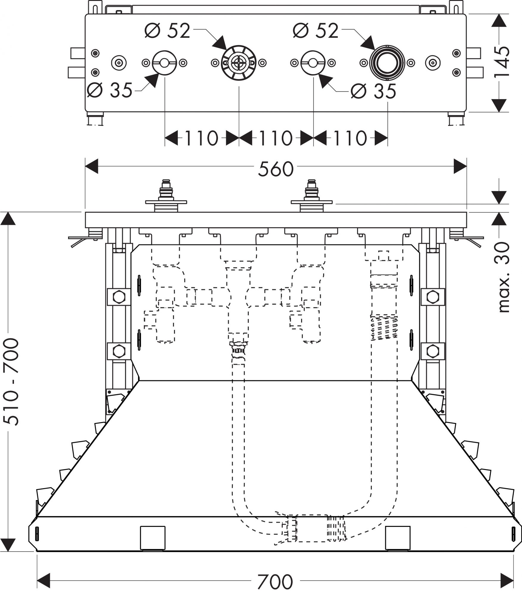 15481180 null Basic set for 4 hole tile mounted bath mixer