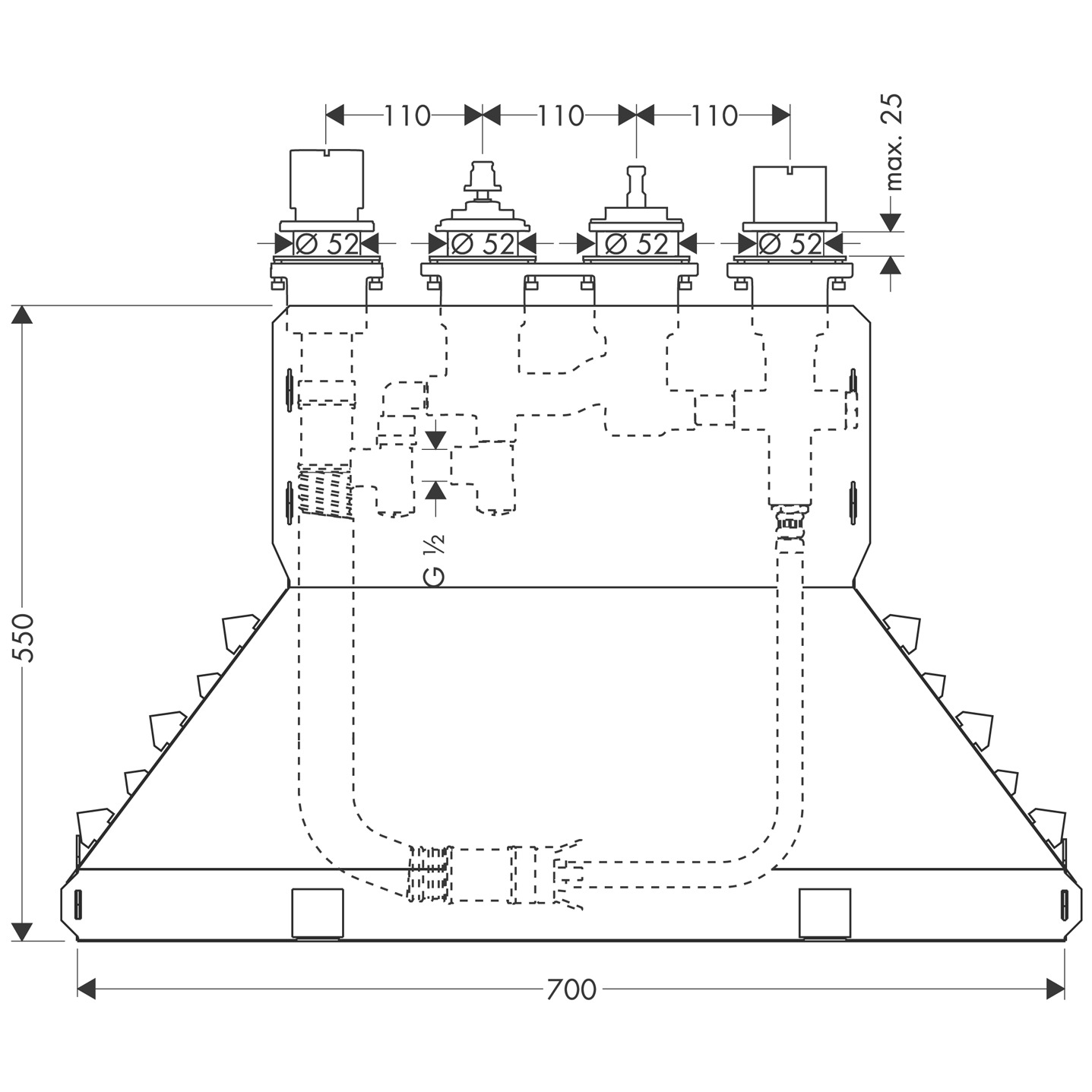 15482180 null Basic set for 4 hole rim mounted thermostatic bath mixer