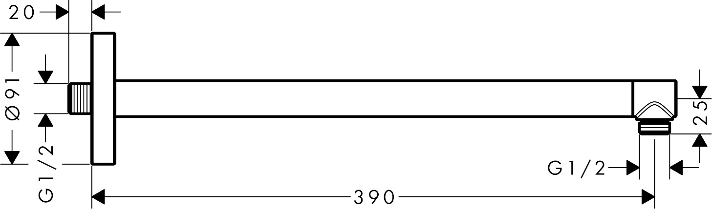 26431000 AXOR ShowerSolutions Shower arm 390 mm