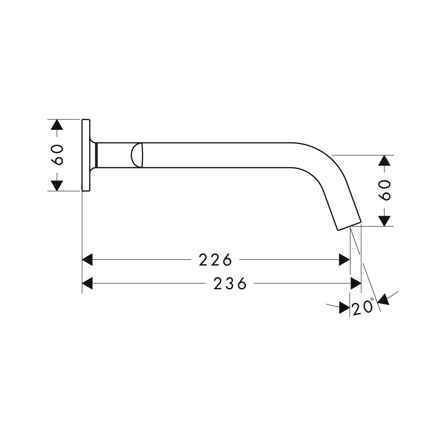 34315000 AXOR Citterio M 3 hole basin mixer with escutcheons and 226 mm spout, wall mounted