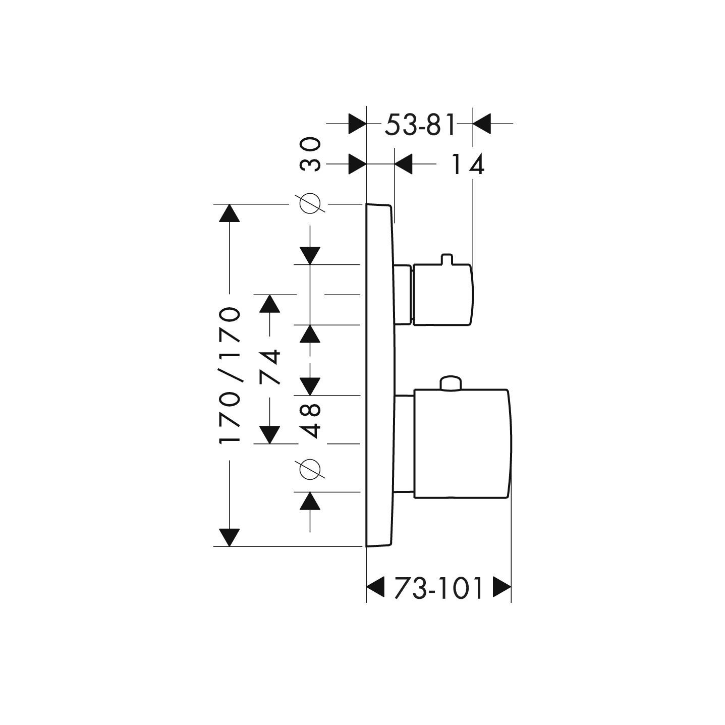 34705000 AXOR Citterio M Thermostatic mixer for concealed installation with shut off valve