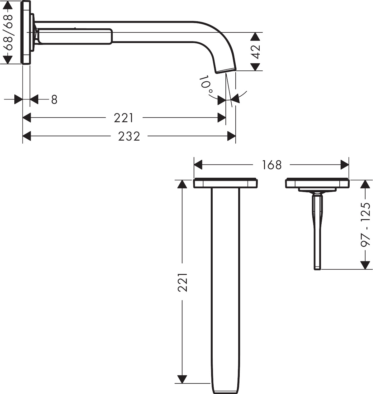 36106000 AXOR Citterio E Single lever basin mixer for concealed installation with escutcheons, wall mounted