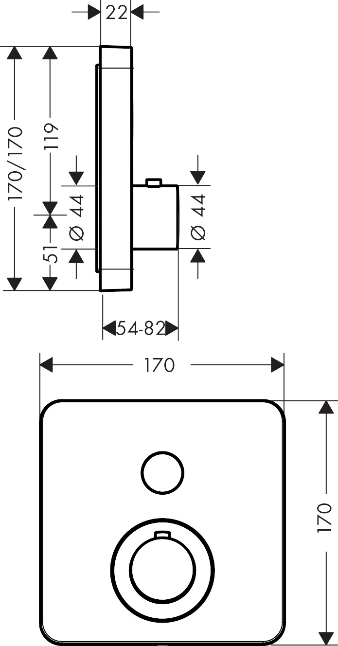 36705000 AXOR ShowerSelect AXOR ShowerSelect Soft thermostatic mixer for concealed installation for 1 outlet