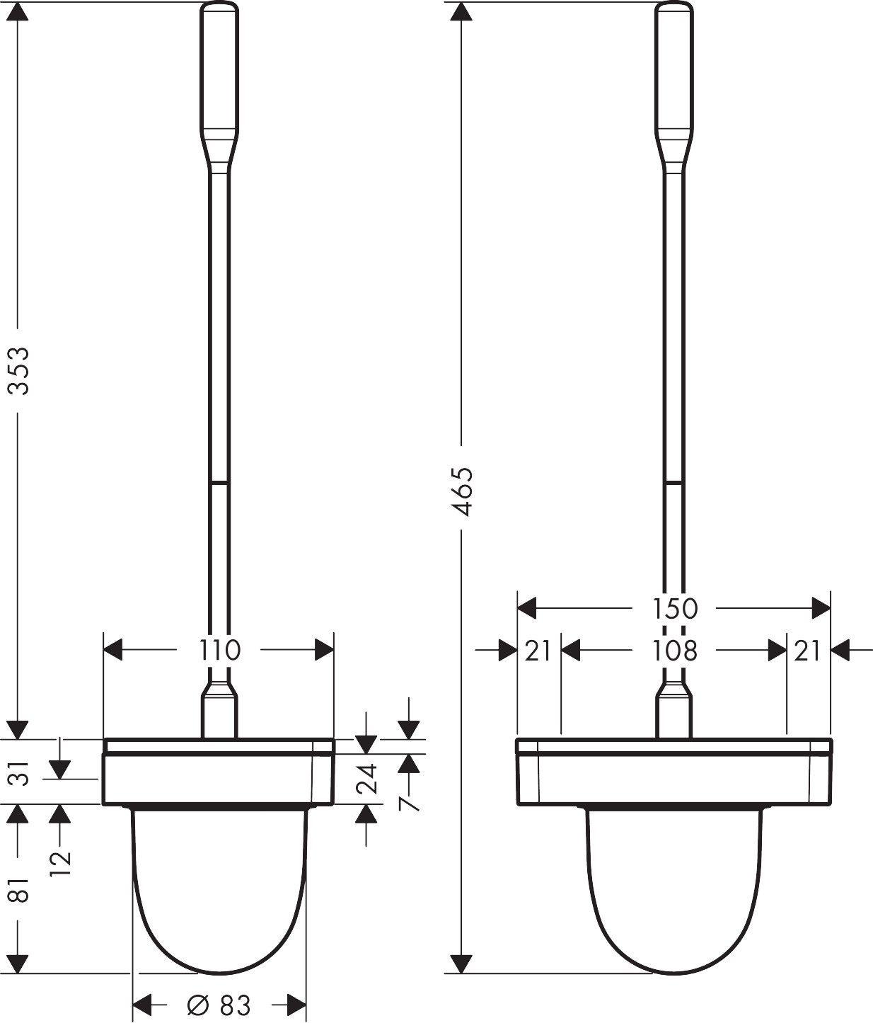 42835000 AXOR Universal Accessories Wall mounted toilet brush holder