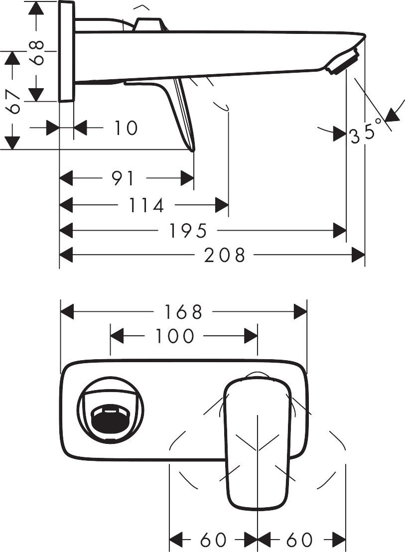 71220000 Logis Single lever basin mixer for concealed installation with spout 19