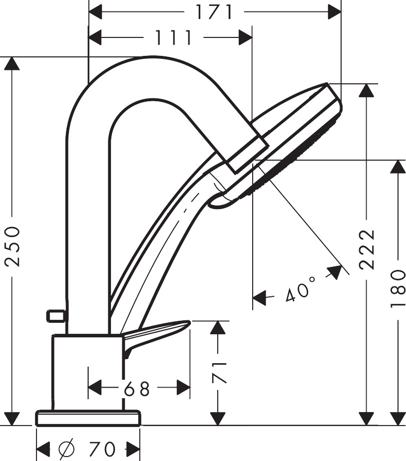 71313000 Logis 3 hole rim mounted single lever bath mixer