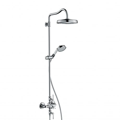 Bathwaters 16572000 AXOR Montreux AXOR Montreux Showerpipe with thermostatic mixer and 1jet overhead shower and lever handles