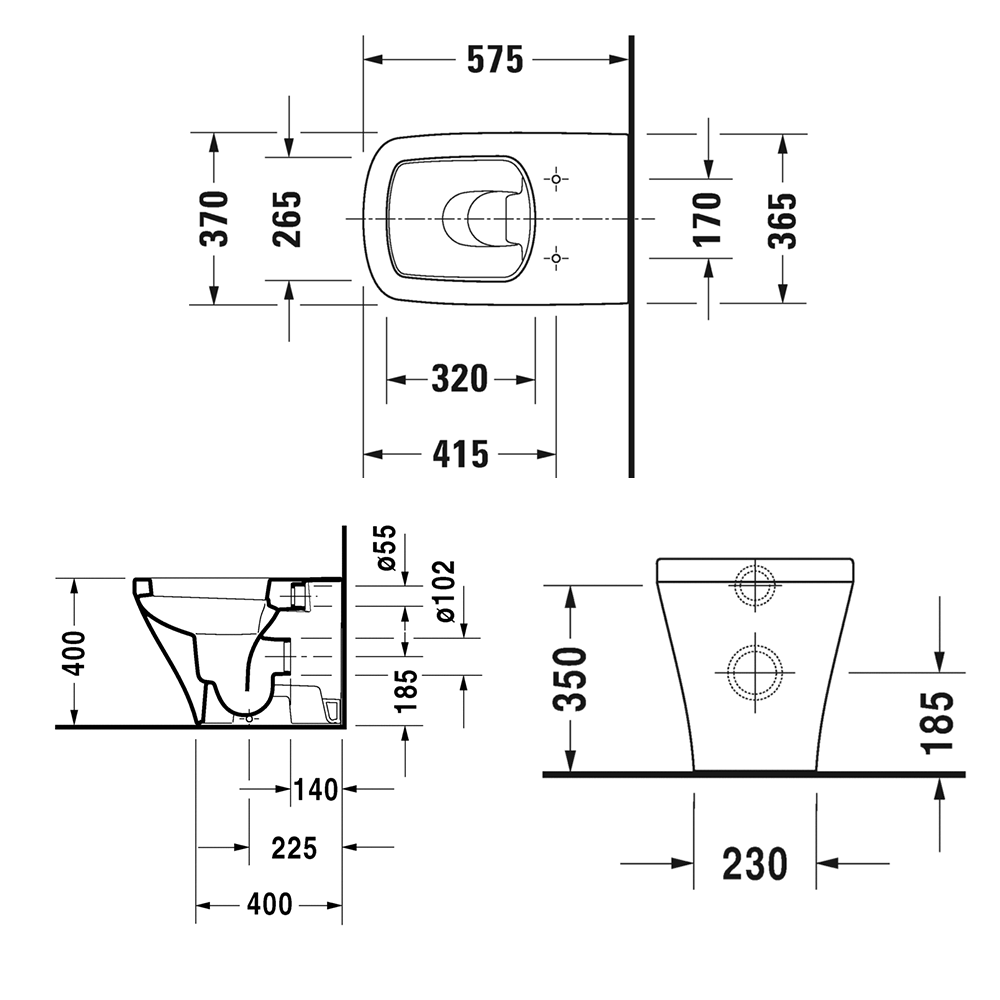 DuraStyle floor standing toilet technical image
