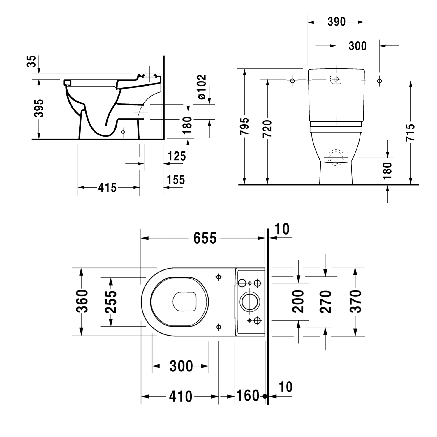 Duravit Starck 3 Complete Toilet, Close Coupled, Open Back