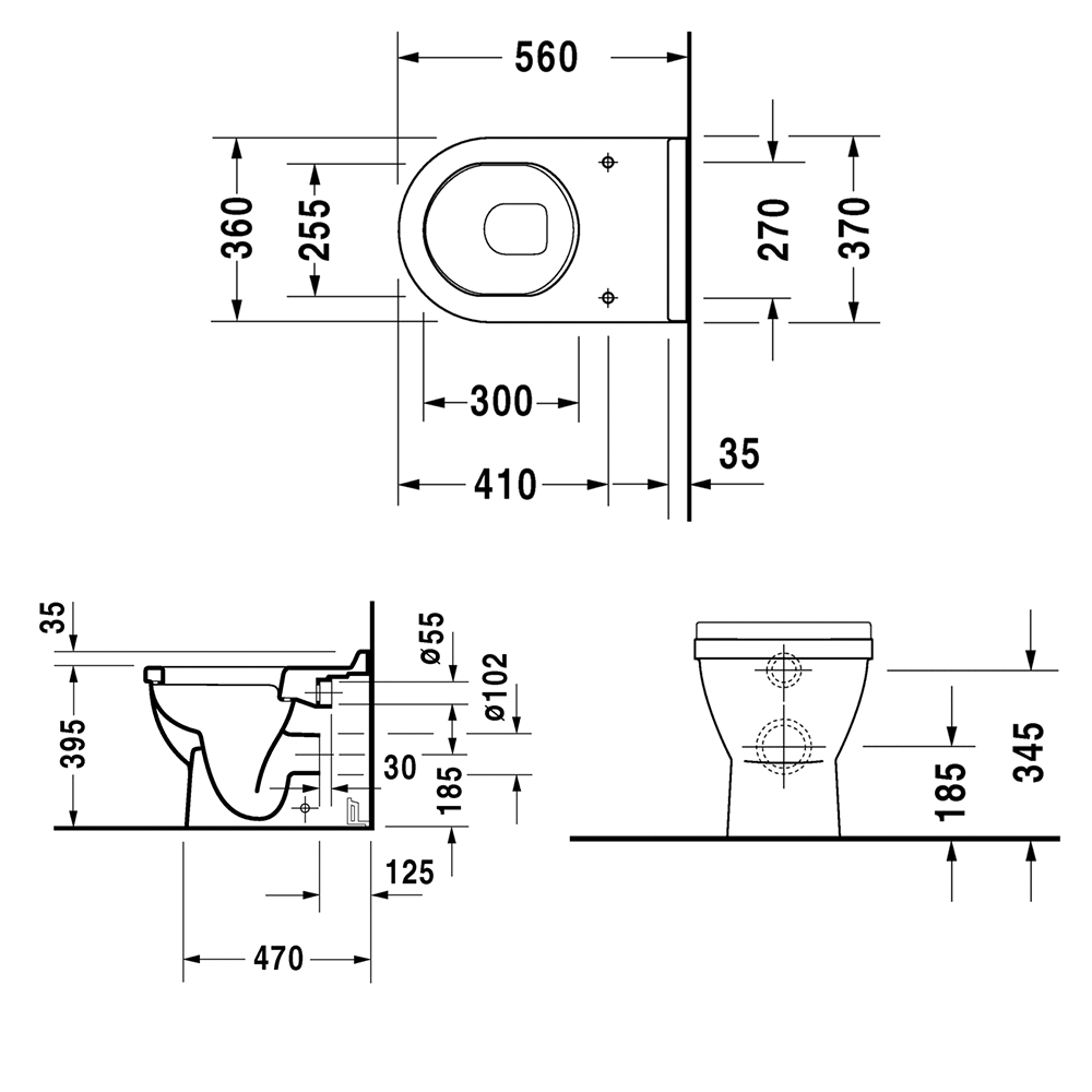 Duravit Starck 3 Toilet technical image
