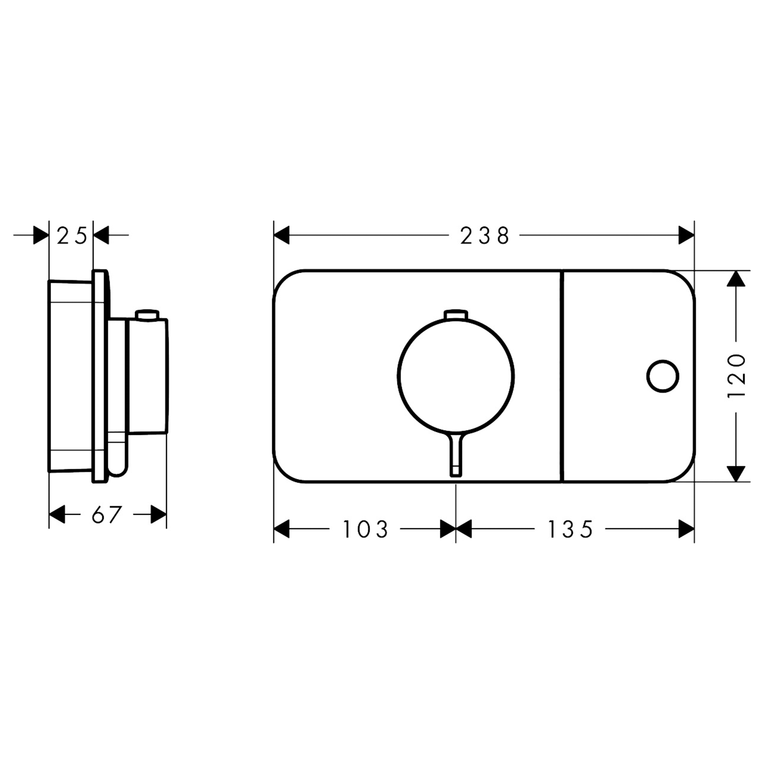 West one bathrooms AXOR One Thermostatic module for 1 outlet technical