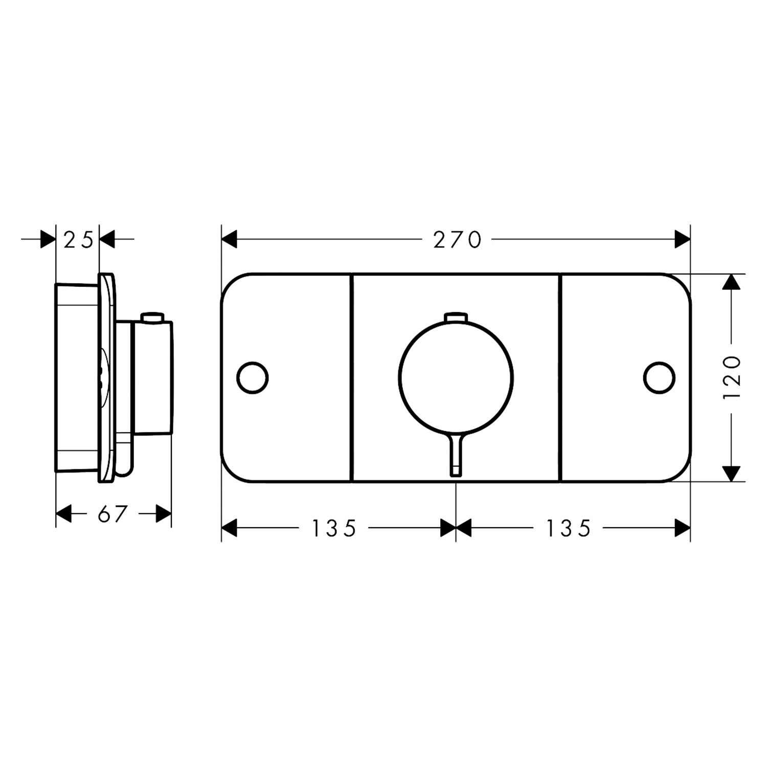 west one bathrooms AXOR One Thermostatic module for 2 outlets technical