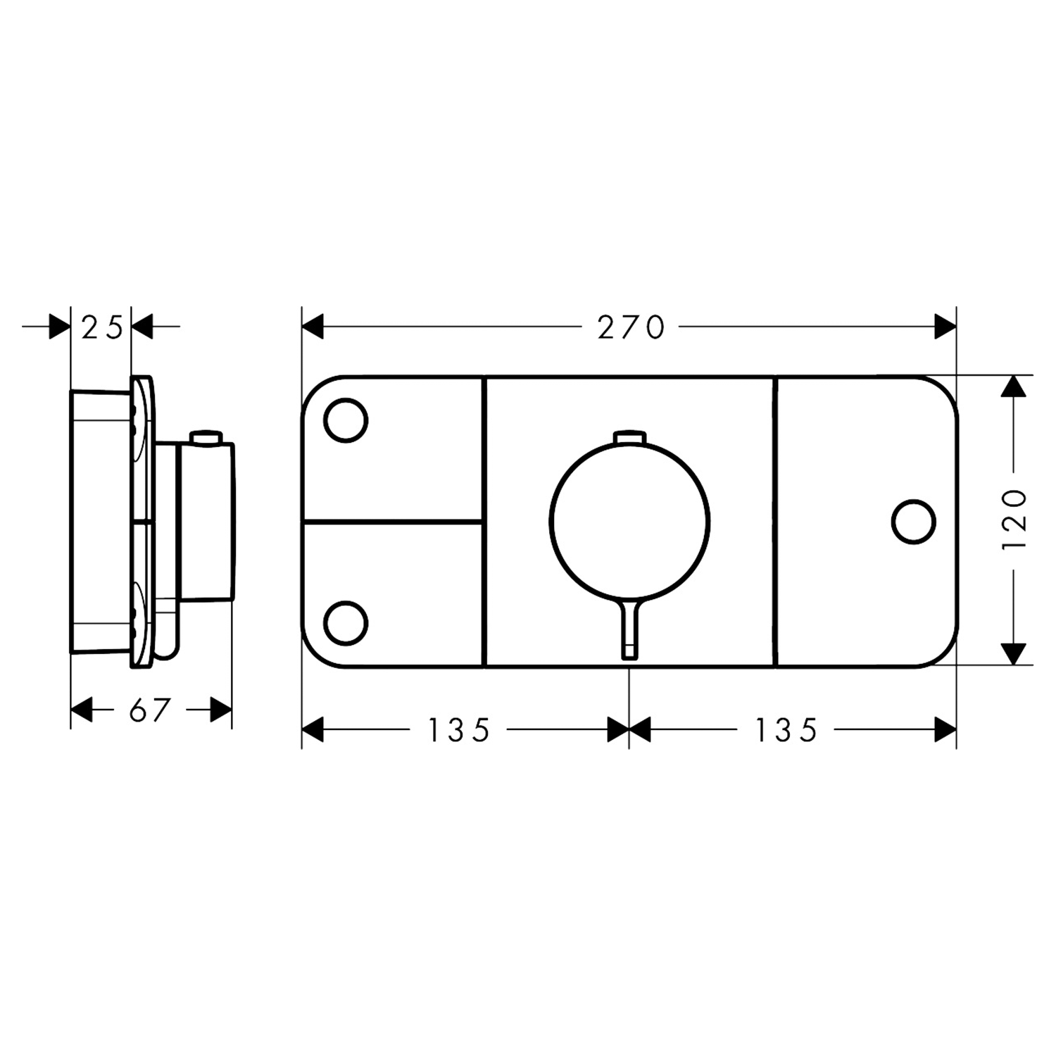 West one bathrooms AXOR One Thermostatic module for concealed installation for 3 outlets technical