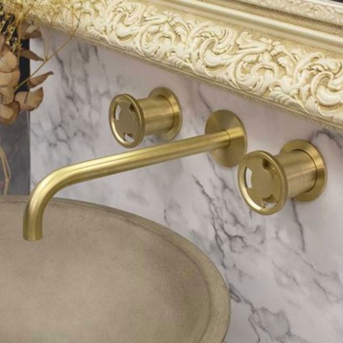 West One Bathrooms Online Tibo 3 HOLE WALL MIXER brushedbrass