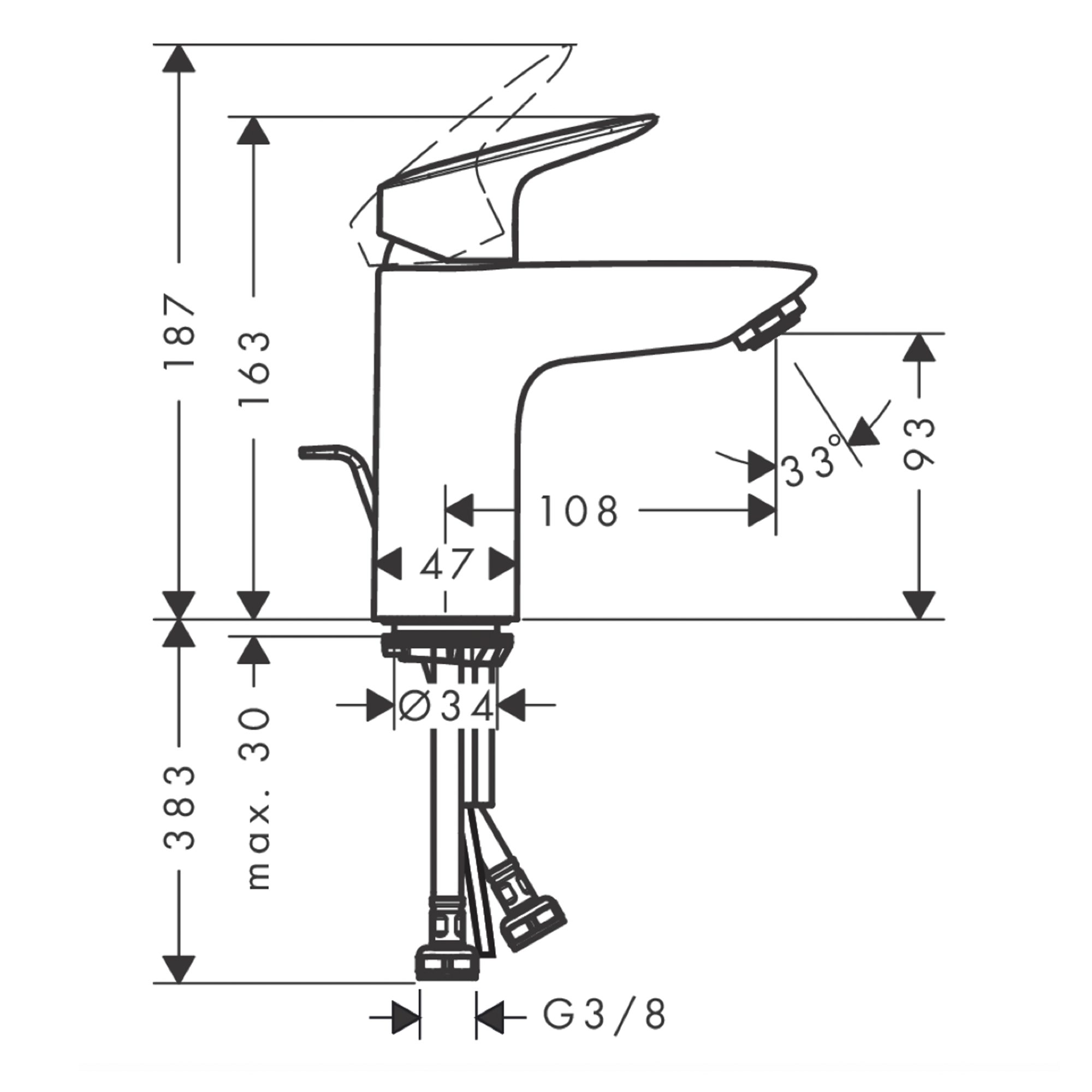 WOBO Hansgrohe Logis Single Lever Basin Mixer 100