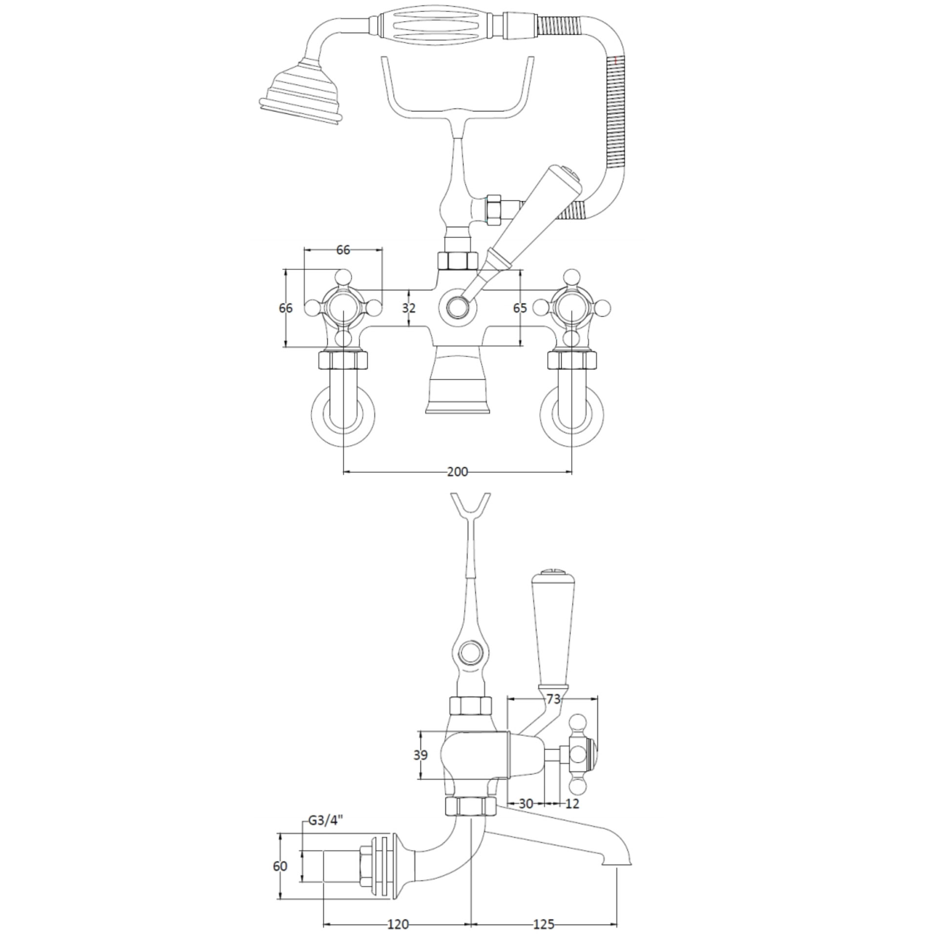 Bathwaters  technical BC Designs Victrion Crosshead Wall Mounted Bath Shower Mixer