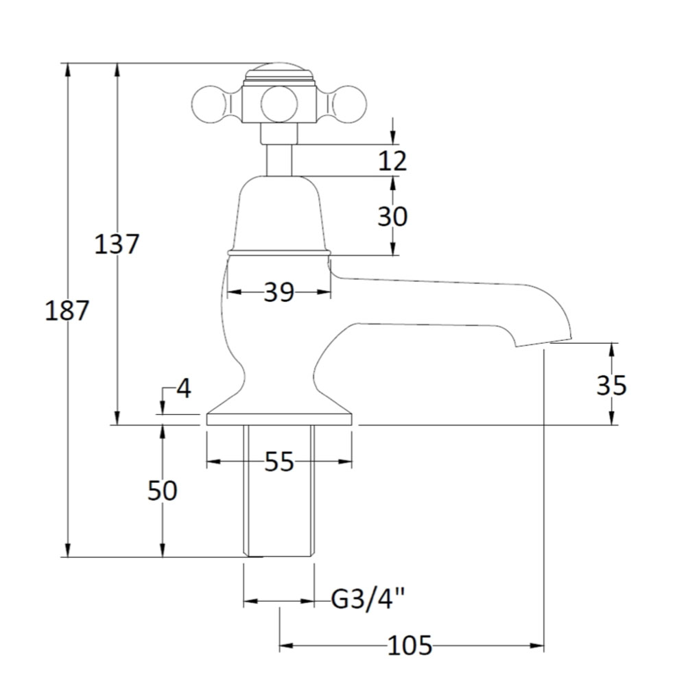 Bathwaters  Technical Victrion Crosshead Bath Pillar Taps