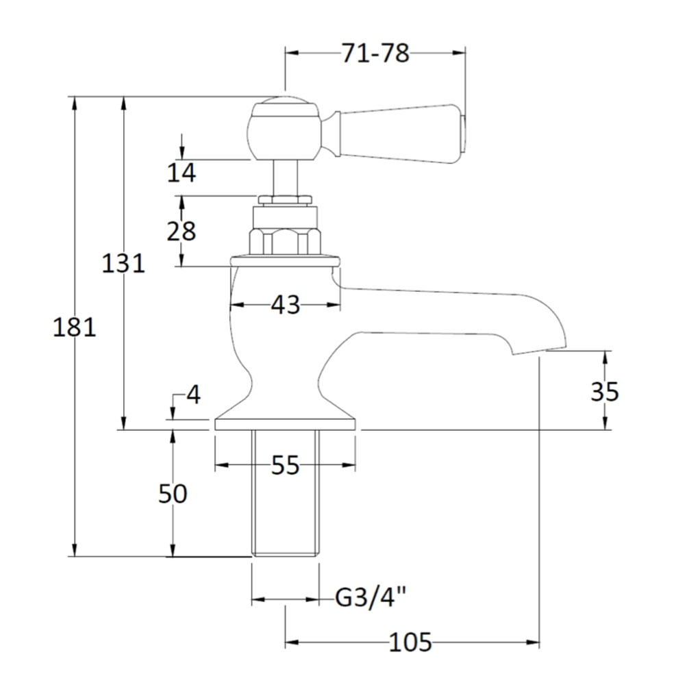 Bathwaters  Victrion Lever Bath Pillar Taps Technical