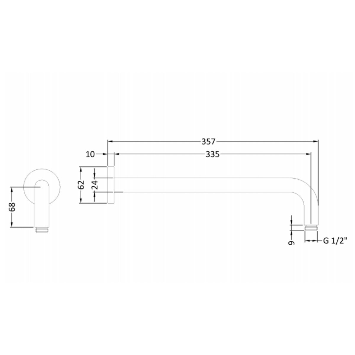 Bathwaters Technical BC Designs Victrion Straight Wall Shower Arm