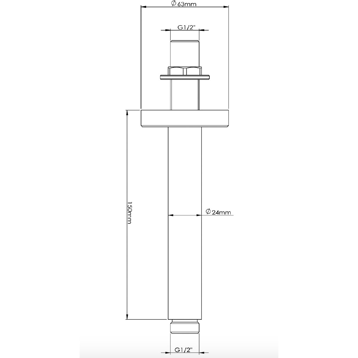 BC Designs Victrion Ceiling Mount Shower Arm Technical