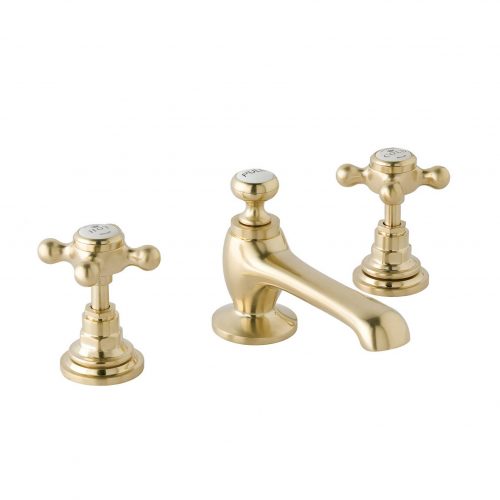 CTA025BG 3H Deck Basin Mixer Cross Brushed Gold