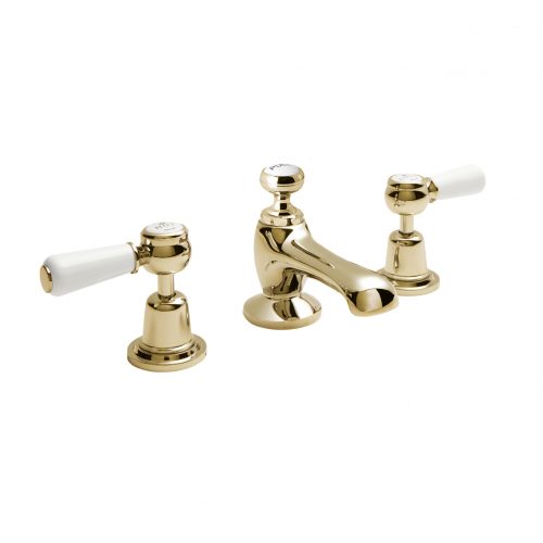 CTB125G Victrion Lever 3 Hole Basin Mixer Gold