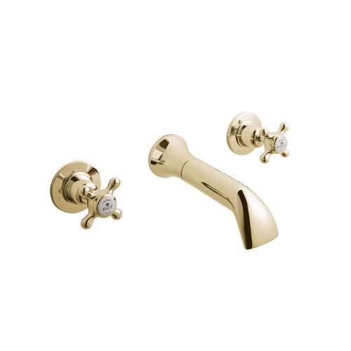 West One Bathrooms Online cta031g victrion crosshead wall basin mixer co gold 1