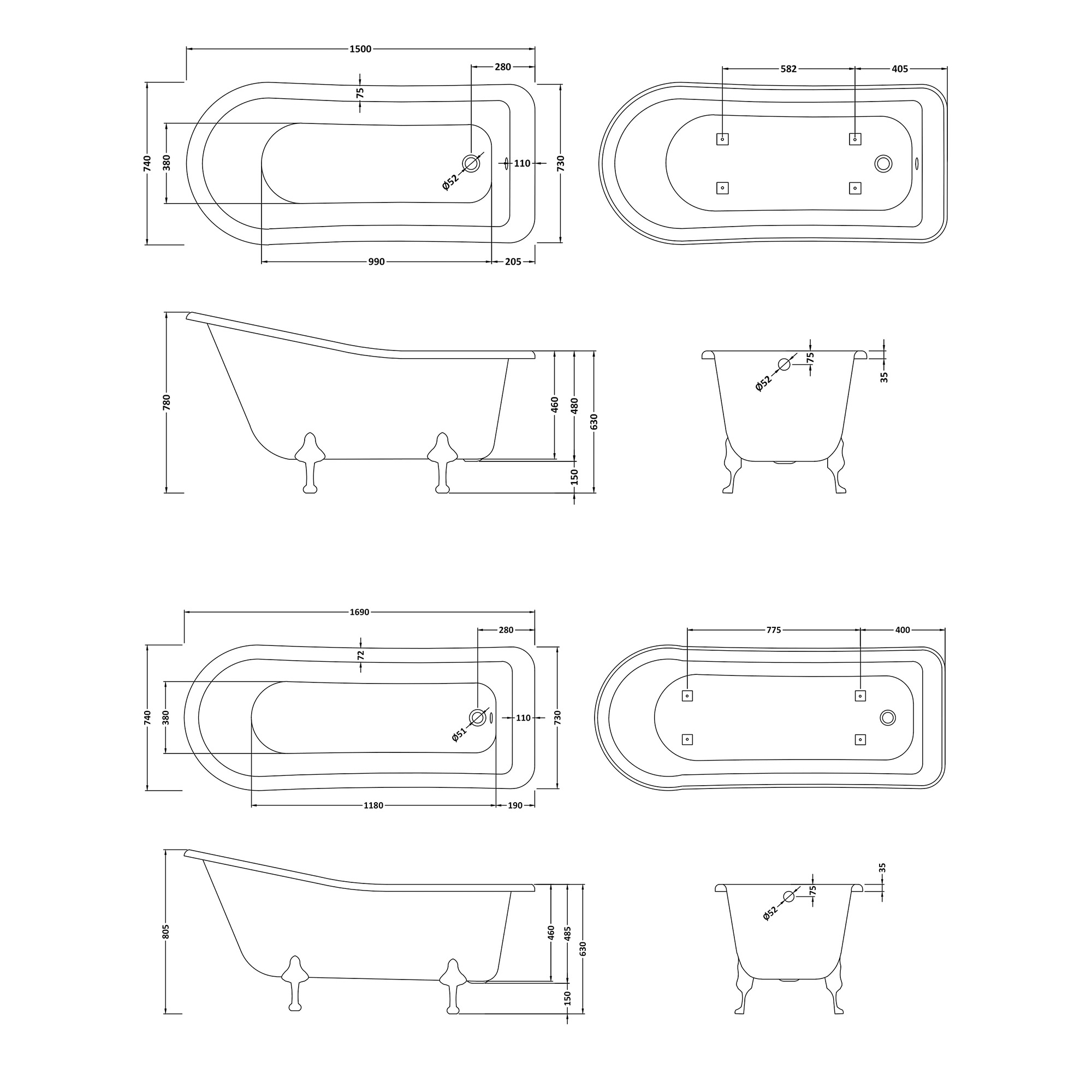 BC Designs Fordham Slipper Bath