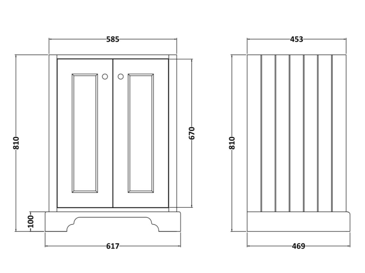 Bayswater 600mm 2 door cabinet technical