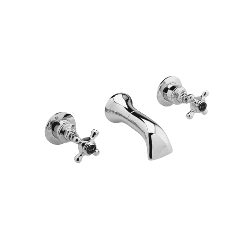 Bayswater Crosshead 3-Hole Wall Mounted Basin Mixer