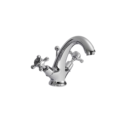 west one bathrooms bayswater crosshead monobloc basin mixer black chrome domed