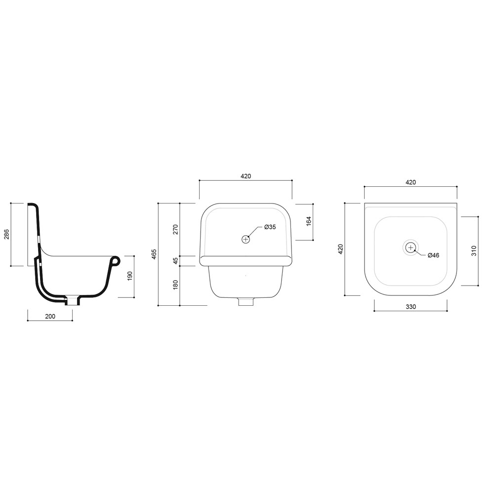 Small Cloakroom Basin Technical