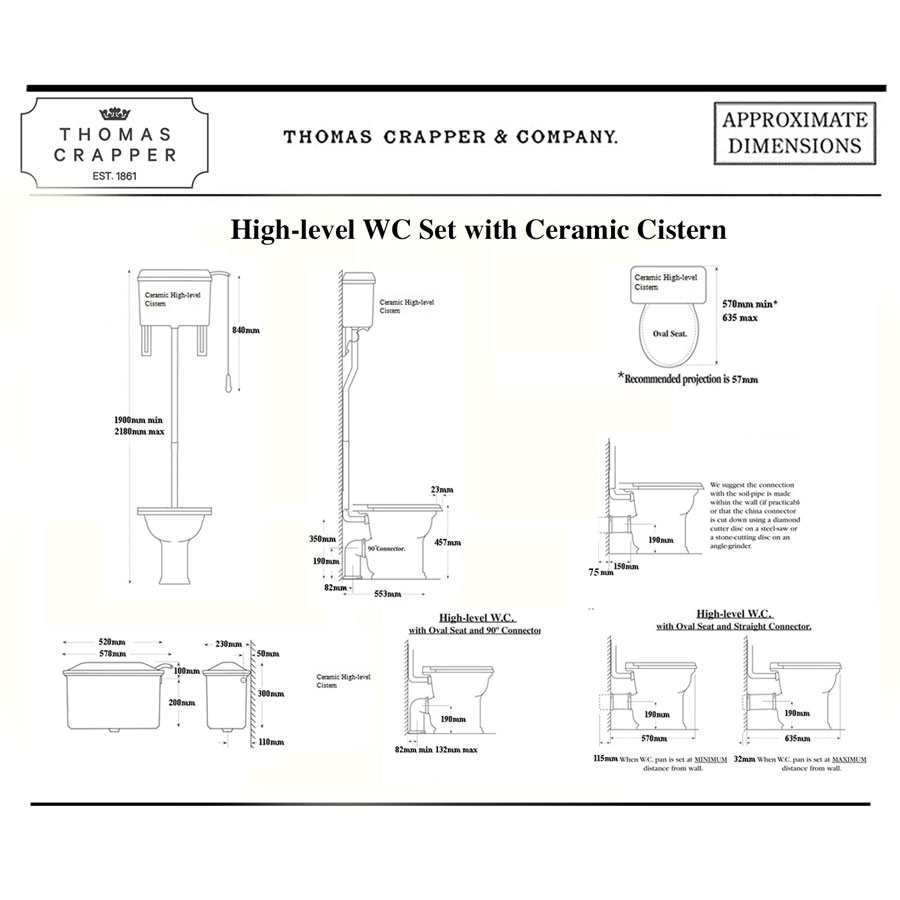 High level WC Set with Ceramic Cistern