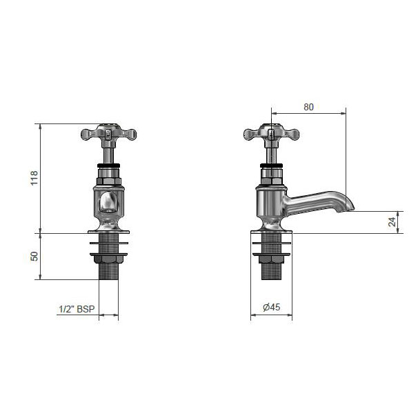 West One Bathrooms Online Dim 5013 Marlborough Cloakroom basin taps