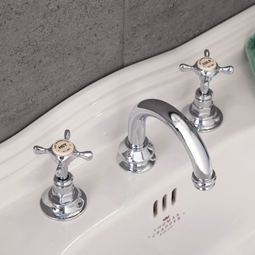 West One Bathrooms Online Marlborough Three Tap hole Basin Mixer TCTAMB403