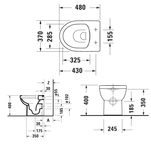 Duravit No.1 WC technical images