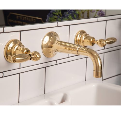West One Bathrooms Online – 1920 Lever 3 Tap hole basin mixer PBrass