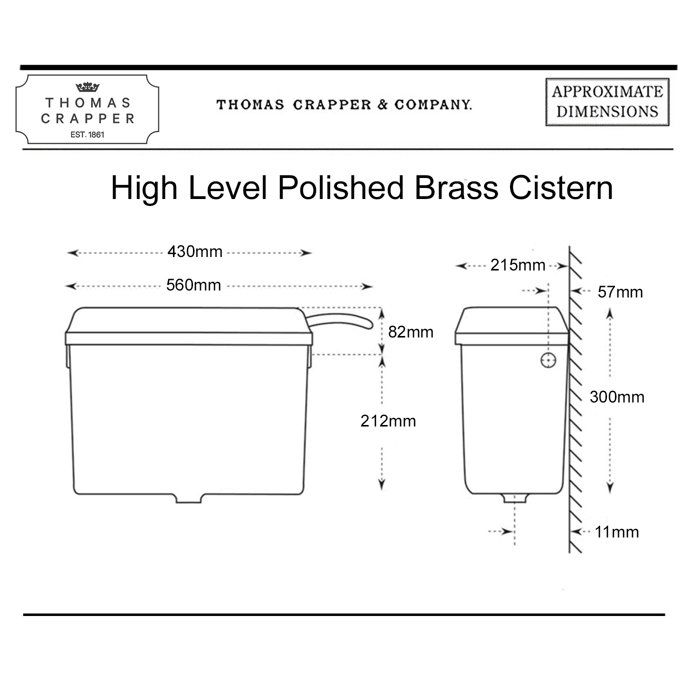 High Level Polished Brass Cistern – tech