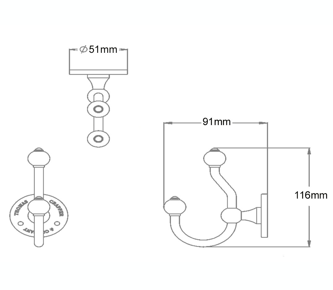 West One Bathrooms Classical Double Towel Hook