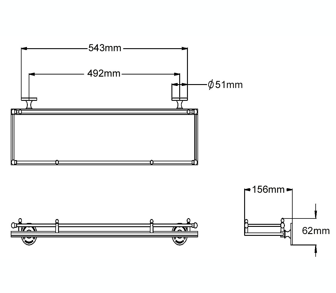 West One Bathrooms Classical Shelf Hinged Guardrail