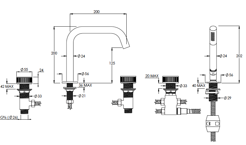 Decca Deck Mounted Bath Filler Technical