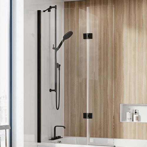 West One Bathrooms Online – Innov8 Folding Bat hScreen Black N2BV213B