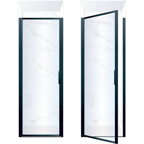 West One Bathrooms BORDOR80LBK – BORDER Collection Shower Door 800 x 2100 LH Matt Black Clear Glass