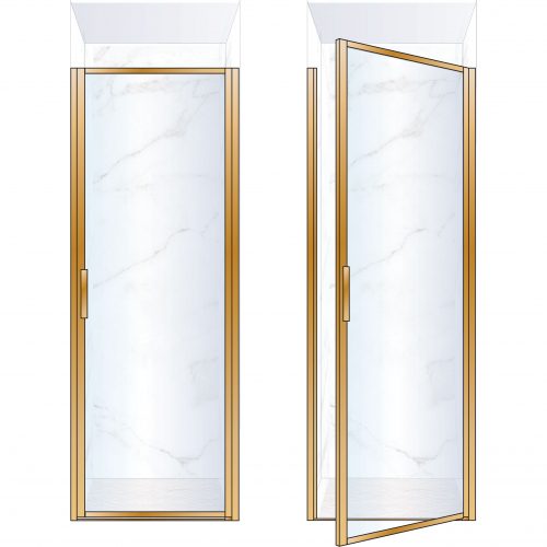 West One Bathrooms BORDOR80RBB – BORDER Collection Shower Door 800 x 2100 RH Brushed Brass Clear Glass