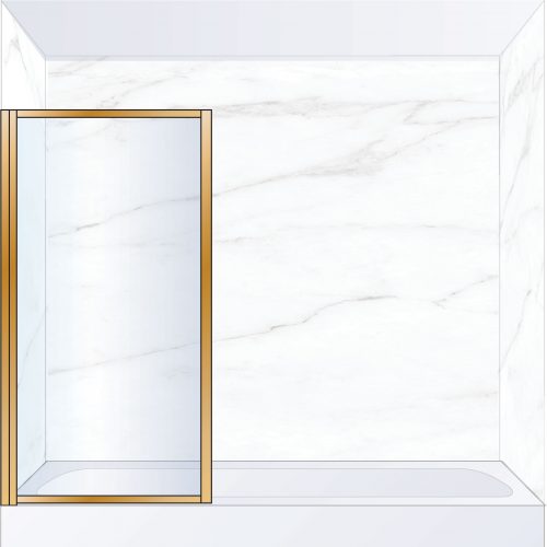 West One Bathrooms Online BORBATLBB – BORDER Pivot Bath Screen 800 x 1500 mm LH Brushed Brass & Clear Glass