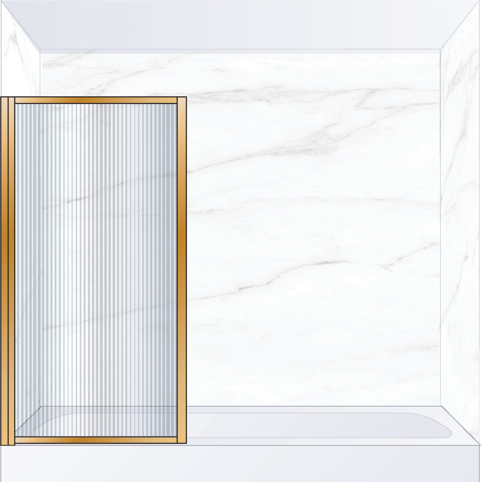 Border Pivot Bath Screen, Fluted Glass West One Bathrooms Online