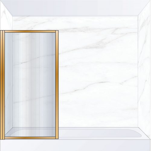 West One Bathrooms Online BORBATLBB – BORDER Pivot Bath Screen 800 x 1500 mm LH Brushed Brass & Fluted Glass