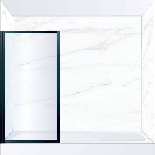 West One Bathrooms Online BORBATLBK – BORDER Pivot Bath Screen 800 x 1500 mm LH Matt Black & Clear Glass